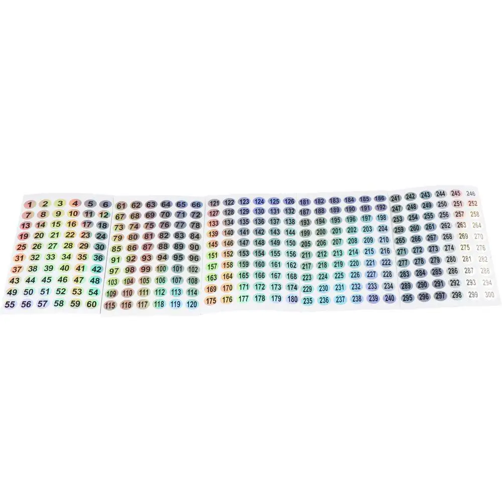10 Sheets DIY Craft 0.39 Inches 1 to 300 Number Stickers Self Adhesive Round Letter Decals Small Number Stickers Set