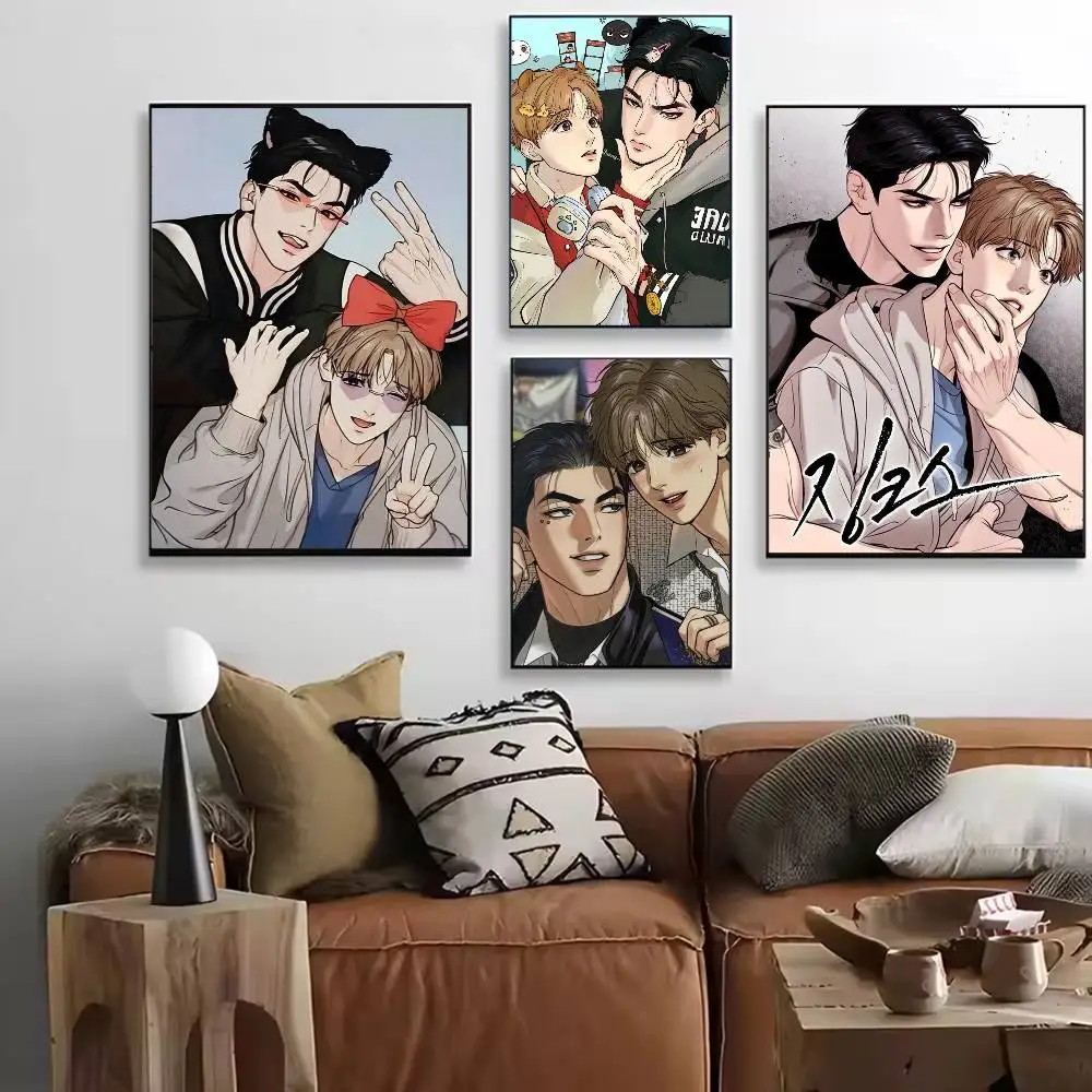 Bl Manhwa Jinx Joo Jaekyung Kim Dan Poster Versatile HD Waterproof Wall Art Self-Adhesive Decor for Any Space Ideal Gift