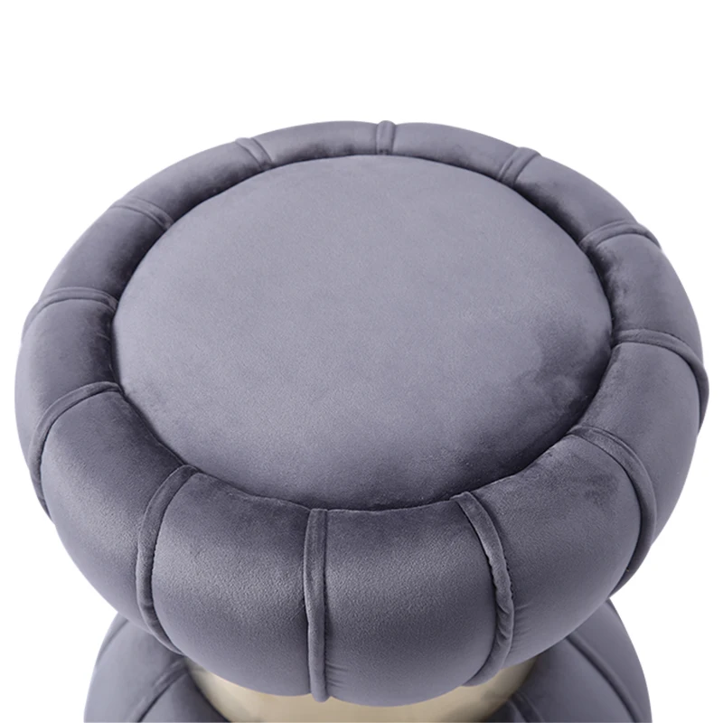 Nordic Vintage Luxury Golden Iron Metal Home Stool Ottoman Dressing Chair Footstool Soft Velvet Fabric Kid Bed Living Room Sofa