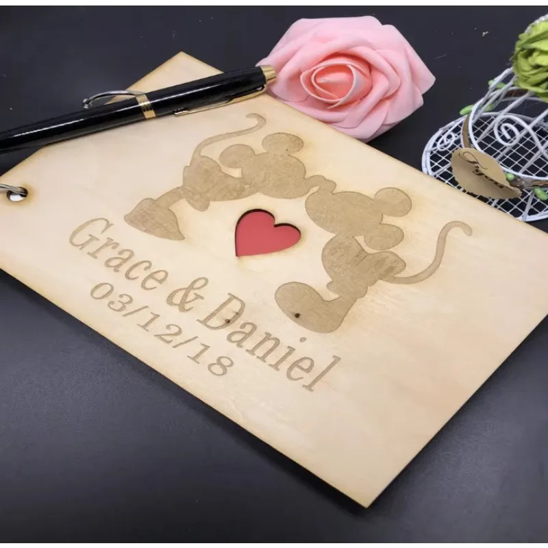 

Деревянная свадебная гостевая книга премиум-класса, альбом для вывески в форме сердца, элегантный подарок для невесты, жениха, книга памяти на память
