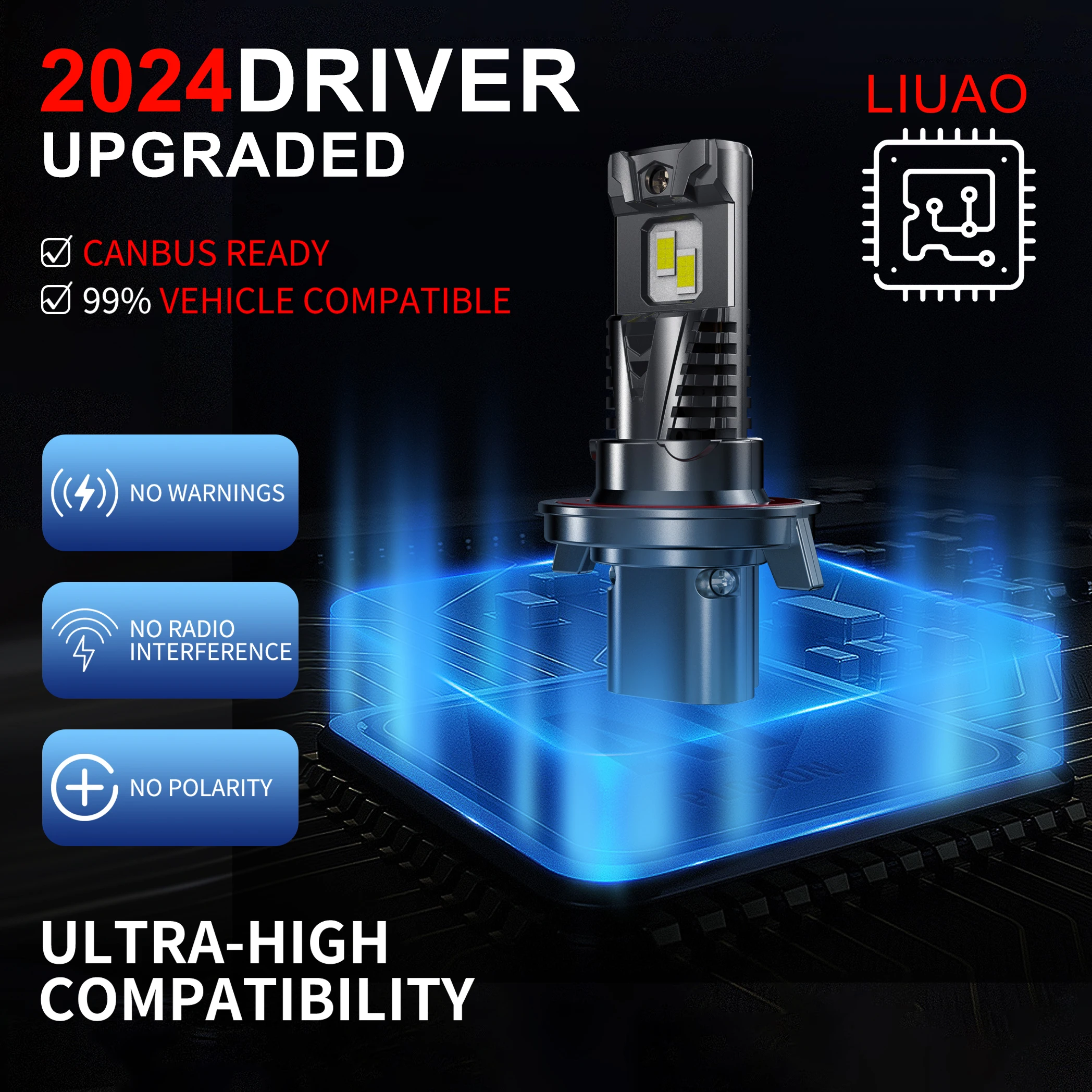 Newest H13 LED Bulbs,26000 LM 600% Super Bright 9008 Bulbs,6,500K Cool White Bulb,Plug And Play,IP68 Waterproof ,Pack Of 2