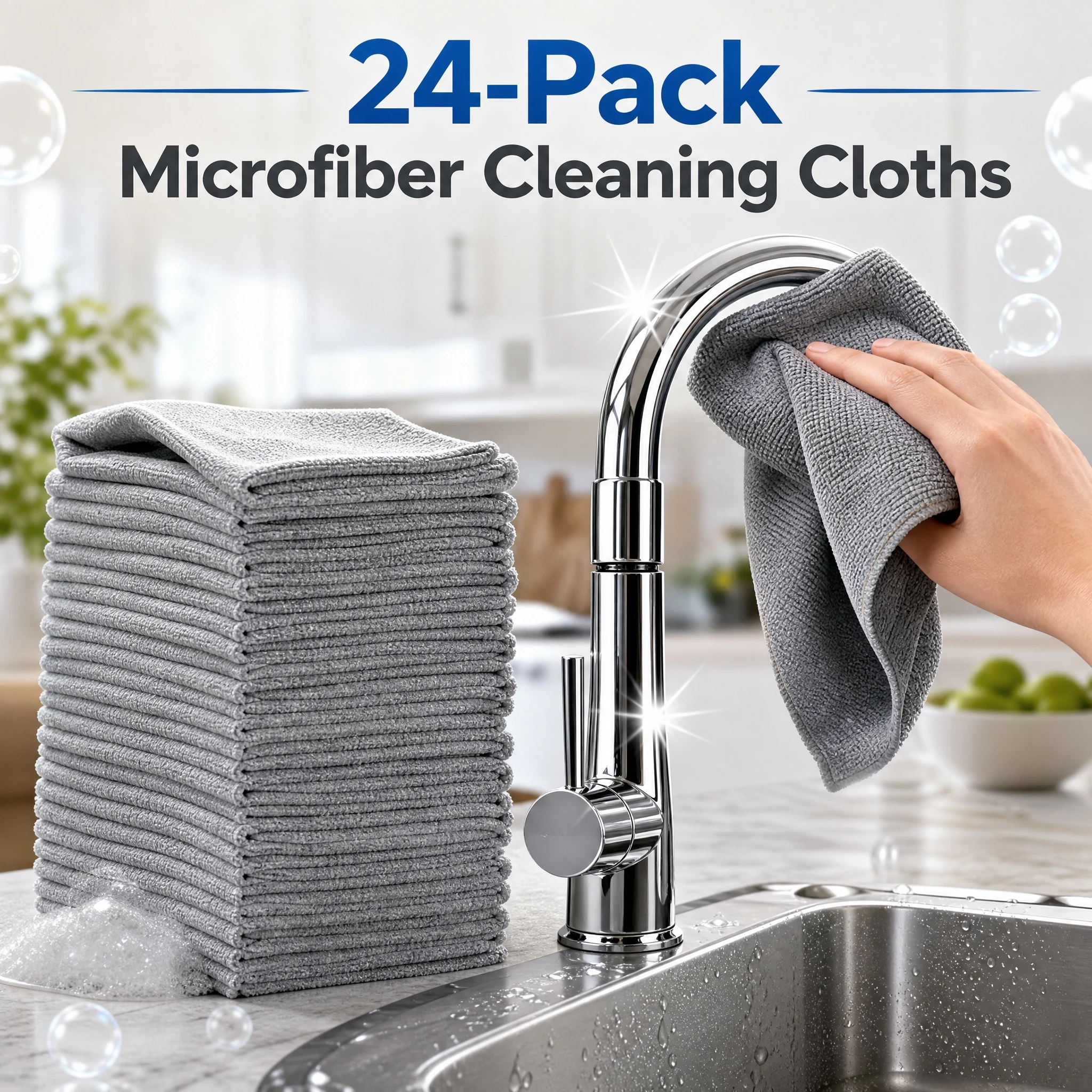 10 Pcs High-Quality Microfiber Cloths, 9.8 Inch, for Deep Cleaning Kitchen, Polishing Cars, Drying Dishes, Streak-Free Finish