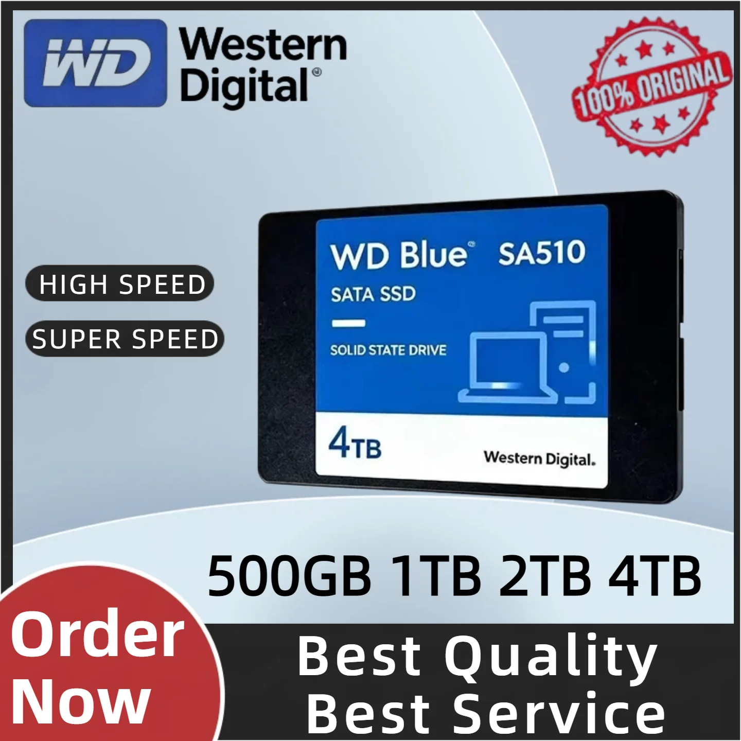 WD Blue SA510 2.5" SATA 3.0 Internal SSD 500GB/1TB/2TB/4TB Solid State Drive For Laptop Desktop PC