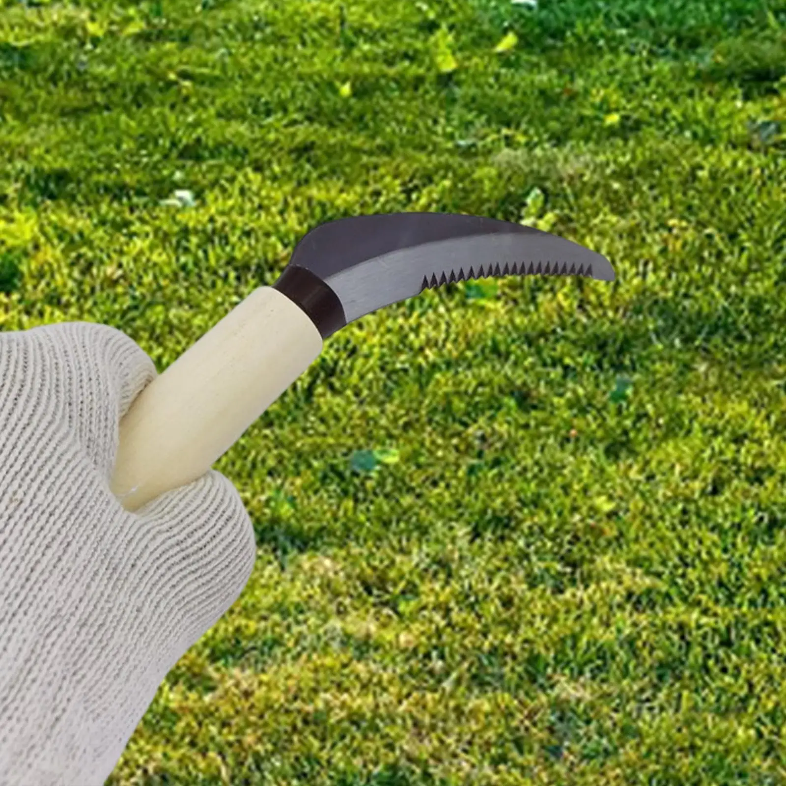 

Gardening Sickle Weeding Removal Tool Portable Weeding Sickle with Wooden Handle for Terrace Paving Deck Patio Driveway