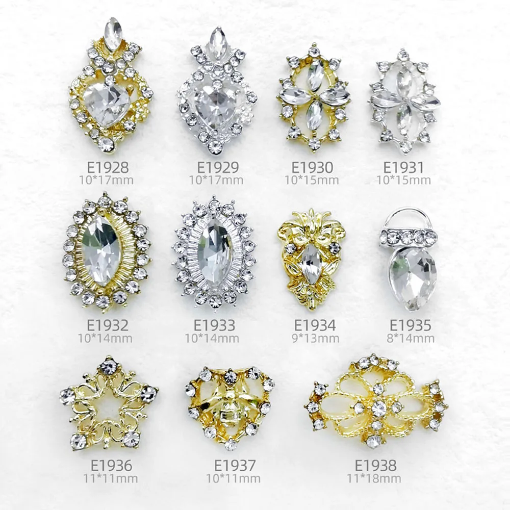 

10Pcs 3D Alloy Crystal Diamond Nail Jewelry Pentagram Cross Heart Gems Rhinestone Luxury Nail Art Decorations Charms Bulk