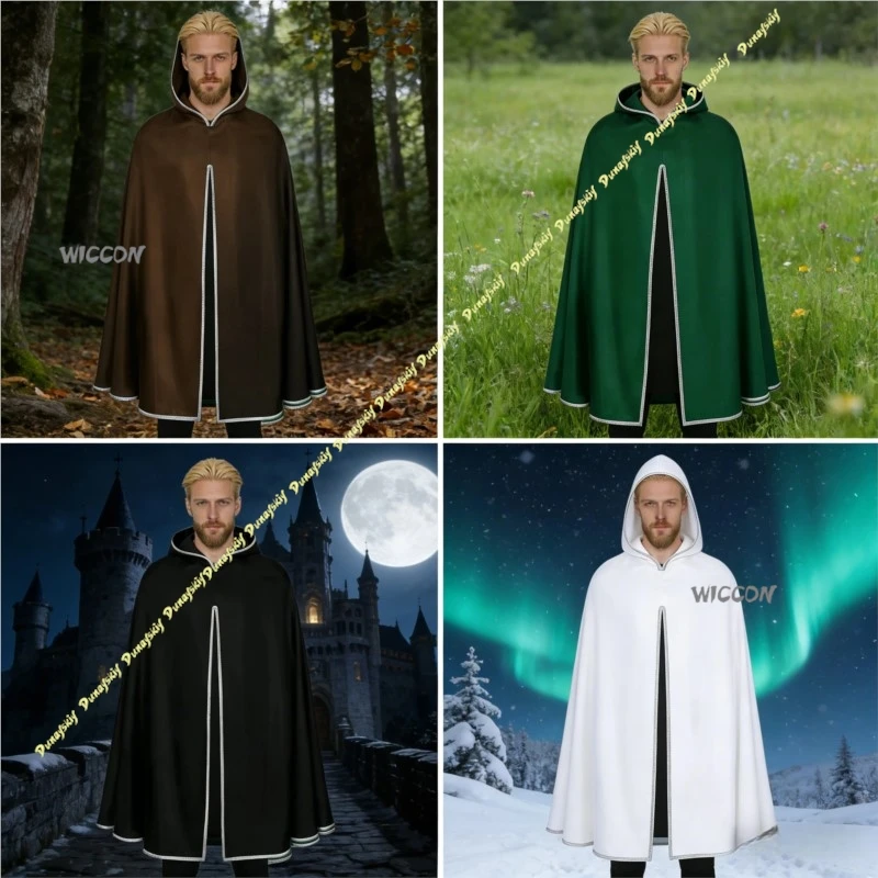 

Cosplay Costumes Retro cape Renaissance Hooded Cloak Adult Medieval Shawl Performance Male Clothe Brown Black Party Spring Stage