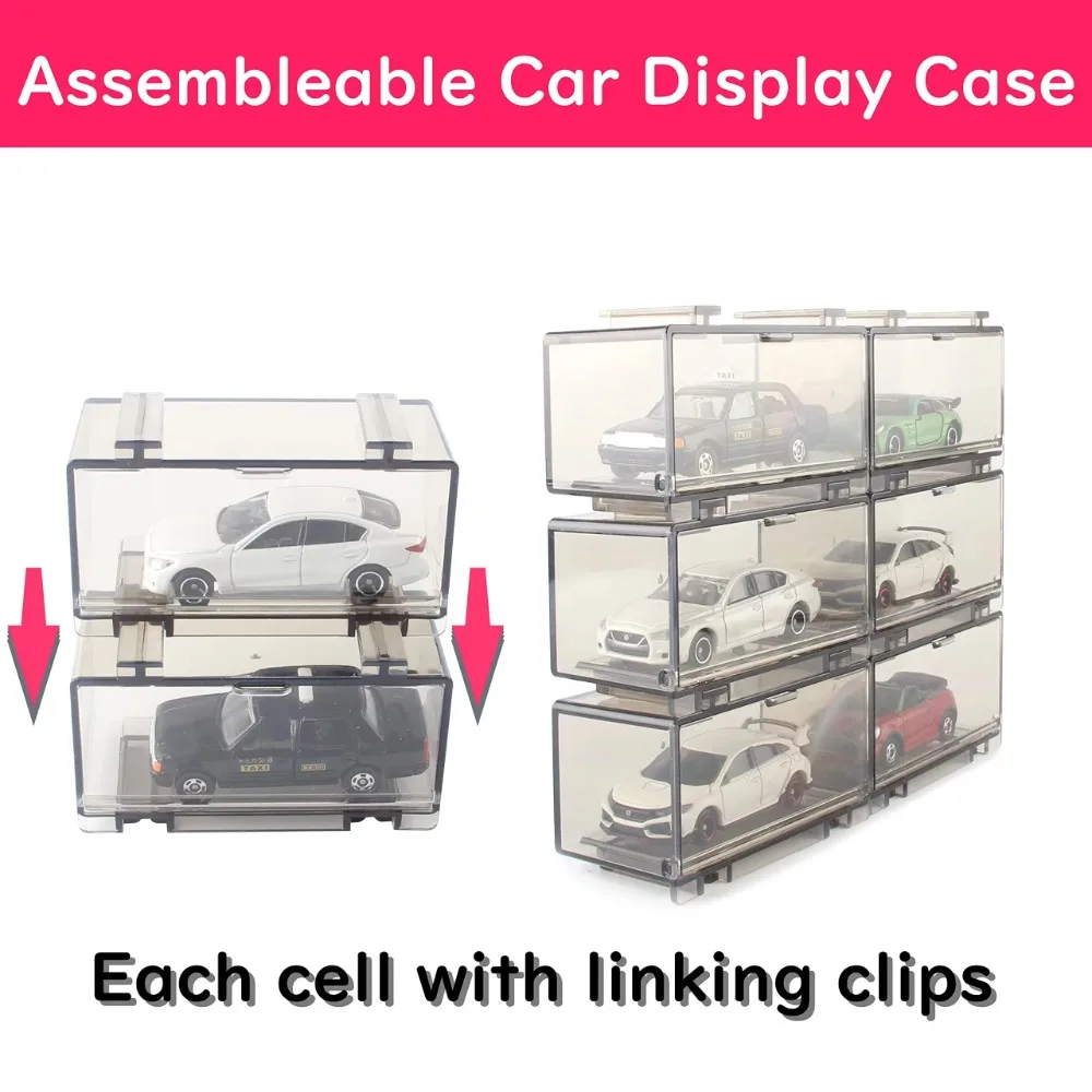 Stackable 1:64 Toy Model Cars Display Box Acrylic Dustproof Storage Box 1 Grids Cabinet