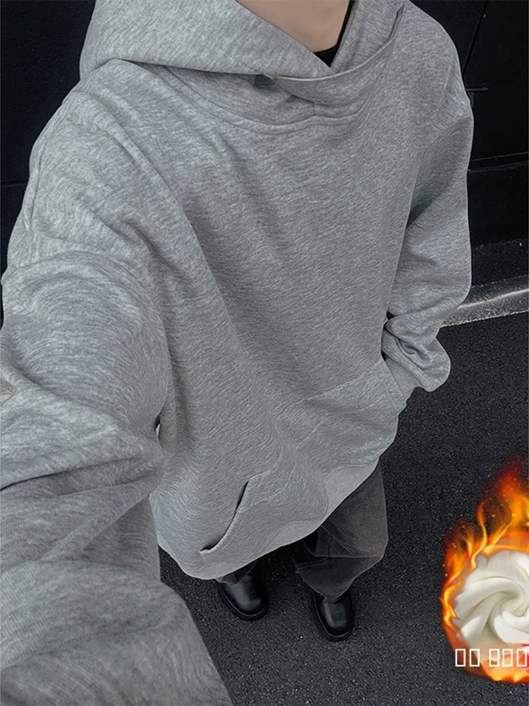 

Men's Hooded Fce Lined Thiened Sweatirt Winter Casual Wear Waterproof Polyester Cotton Blend Hoodie Youth Faion