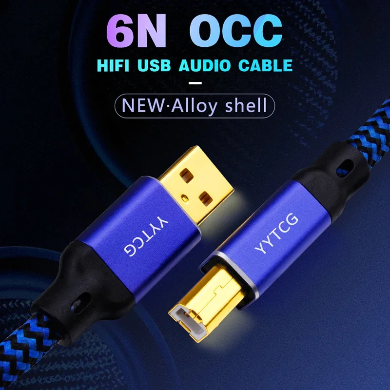 YYTCG Hifi USB Cable DAC A-B A-C A-A C-B C-C Alpha 6N OCC Digital AB Audio A to B high-end Type A to Type B Data Cable