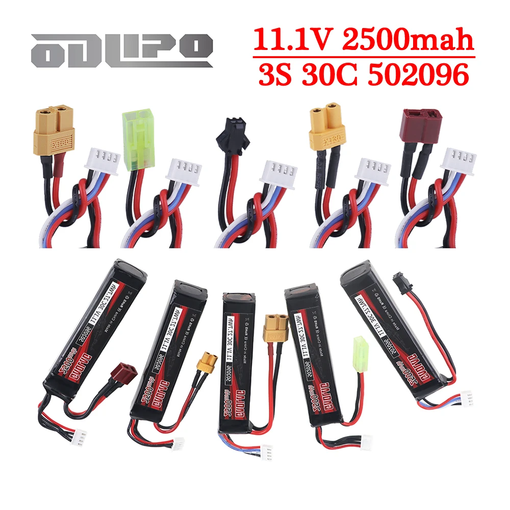 3S Battery for Water Gun 11.1V 2500mAh 30C 502096 Lipo Battery for Airsoft,BB,Air Pistol,Electric Toys Gun Spare 11.1v Batteries