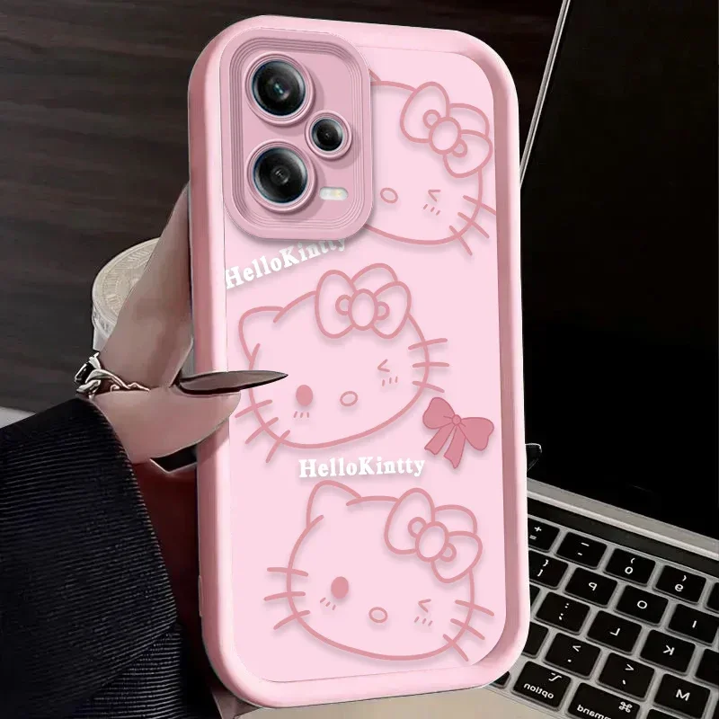 Rosa bonito olá kitty caso para xiaomi redmi nota 11 12 13 14 pro plus 5g 12S 11S 10S 10 9 redmi 14c 13c 12c 12 4g a3 a3x capa