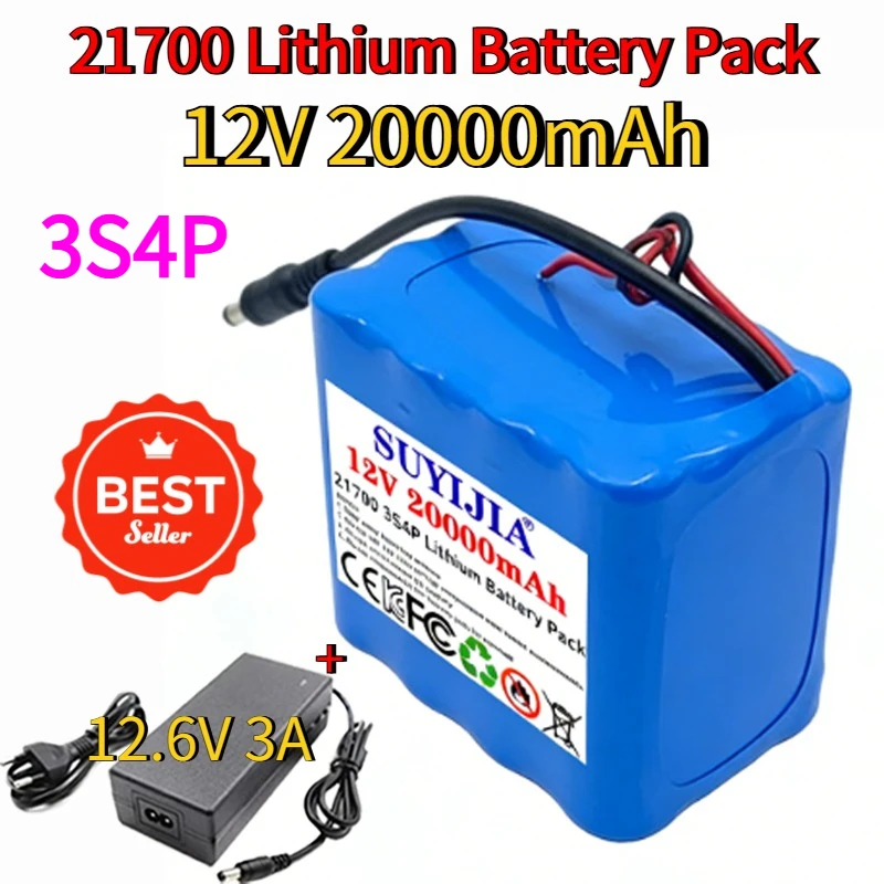 21700 11.1V 20000mAh lithium battery pack 12V 20AH automatic sweeper for remote control bait feeding boat and garden equipment
