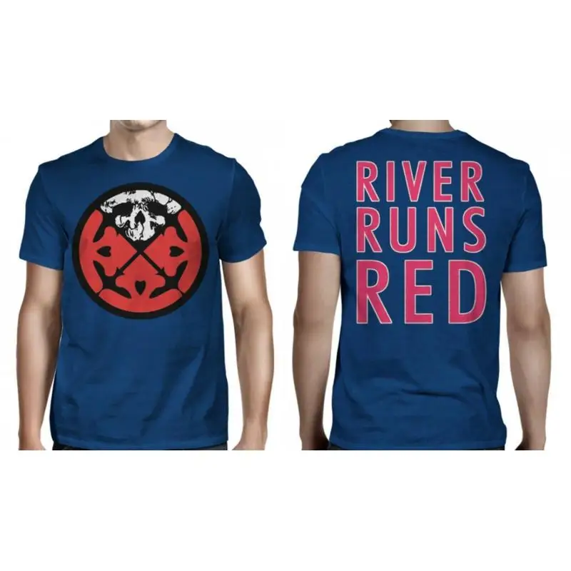 VIDA DE AGONIA cd lgo RIVER RUNS CAMISETA ROJA AZUL PEQUEÑO Nuevo OOP feo