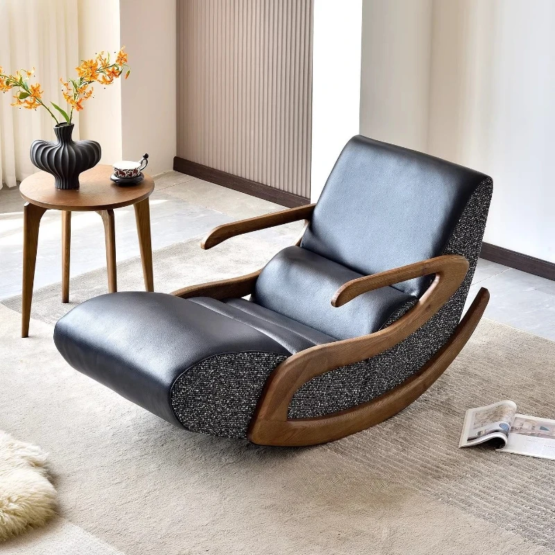 Medieval retro style, B & B apartment, leisure single chair, living room balcony, cowhide lazy sofa chair