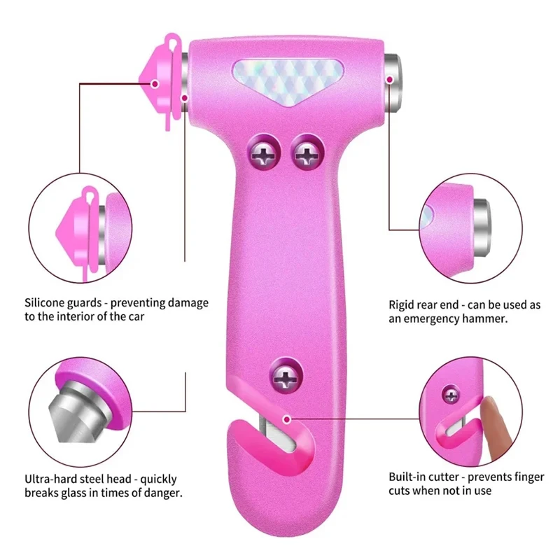 

Pink Car Safety Hammer,Window Breaker Tool, Car Window Breaker, Car Safety Hammer Seat Belt Cutter Car Escape Tool