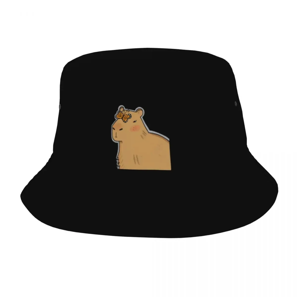 Trendy Capybara With  Bucket Hat For Women Men Foldable Kawaii Capybara Bob Hat Beach Hatwear