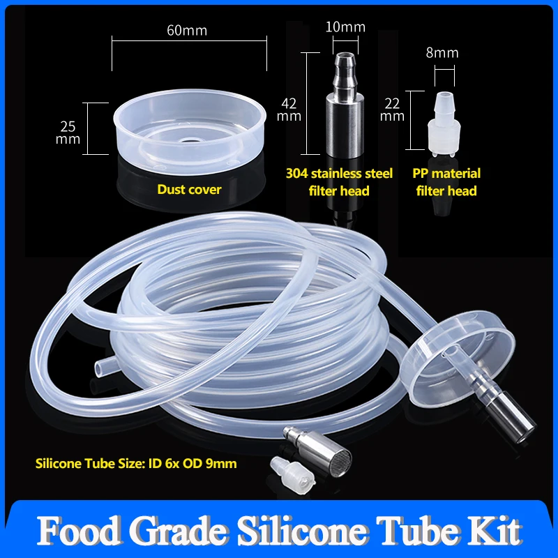 

Food Grade Silicone Tube Water Dispenser Kit 6mmx9mm Soft Pipe+Filter Automatic Suction Hose Universal Inlet Pipe Accessories