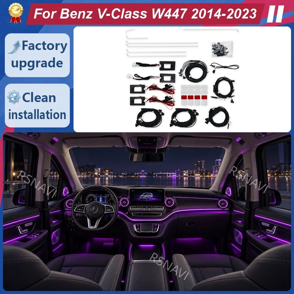 Basic LED Ambient Lighting Kit for Mercedes-Benz V-Class W447 2014-2023 Interior Trim Lights Cabin Decorative Illumination Parts