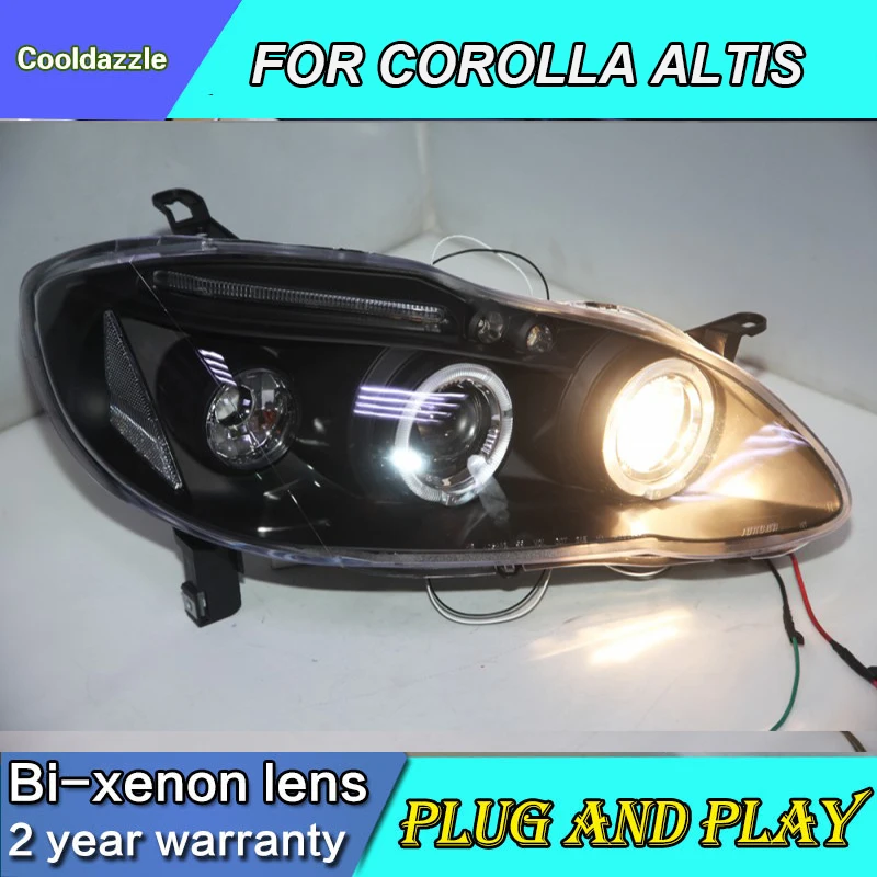 For TOYOTA Corolla Altis LED Angel Eyes Head Lamp 2001-2006 Year JY