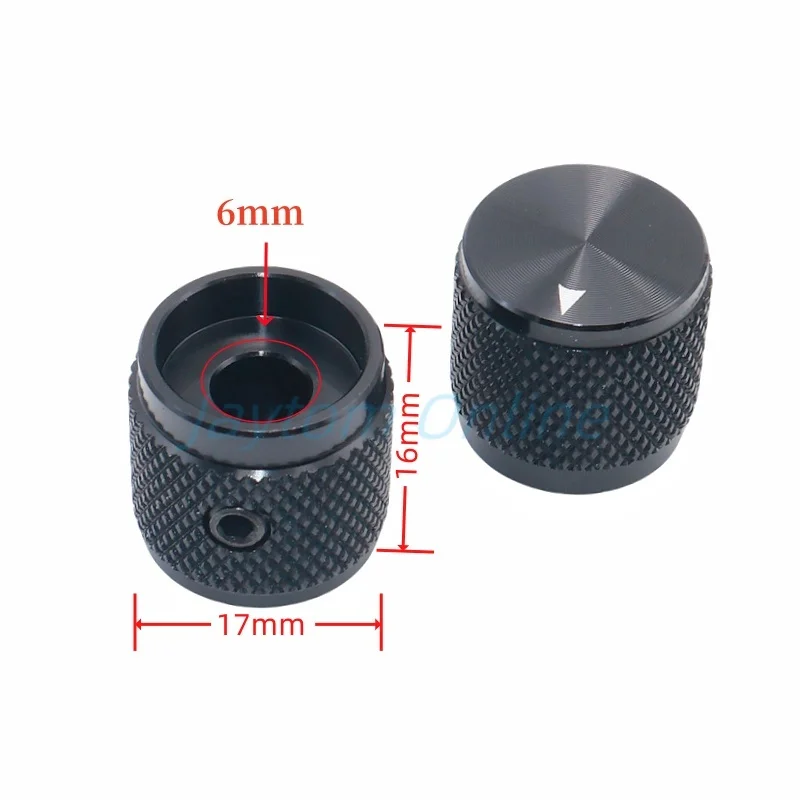 1pc 17x16mm Solid Aluminum Alloy Rotary Switch Caps Potentiometer Audio Amplifier Power Amplifier Knob Round Hole 6mm Screw Type