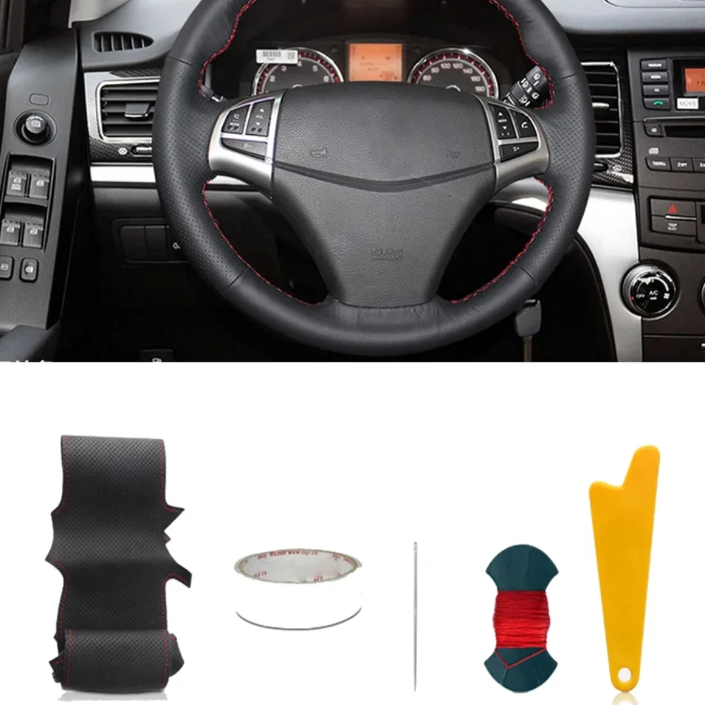 Artificial Leather Hand-Stitched Trim Car Steering Wheel Cover For SsangYong Korando 2011 2012 2013 2014 2015 Car Accessories