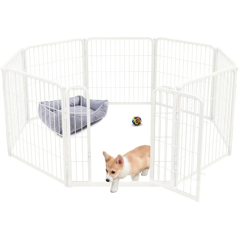 

Homeplus Indoor Dog Playpen - Stress-Free and Safe Play, 24 Inch 8 Panels for Puppy and Small Dogs, White│Patented