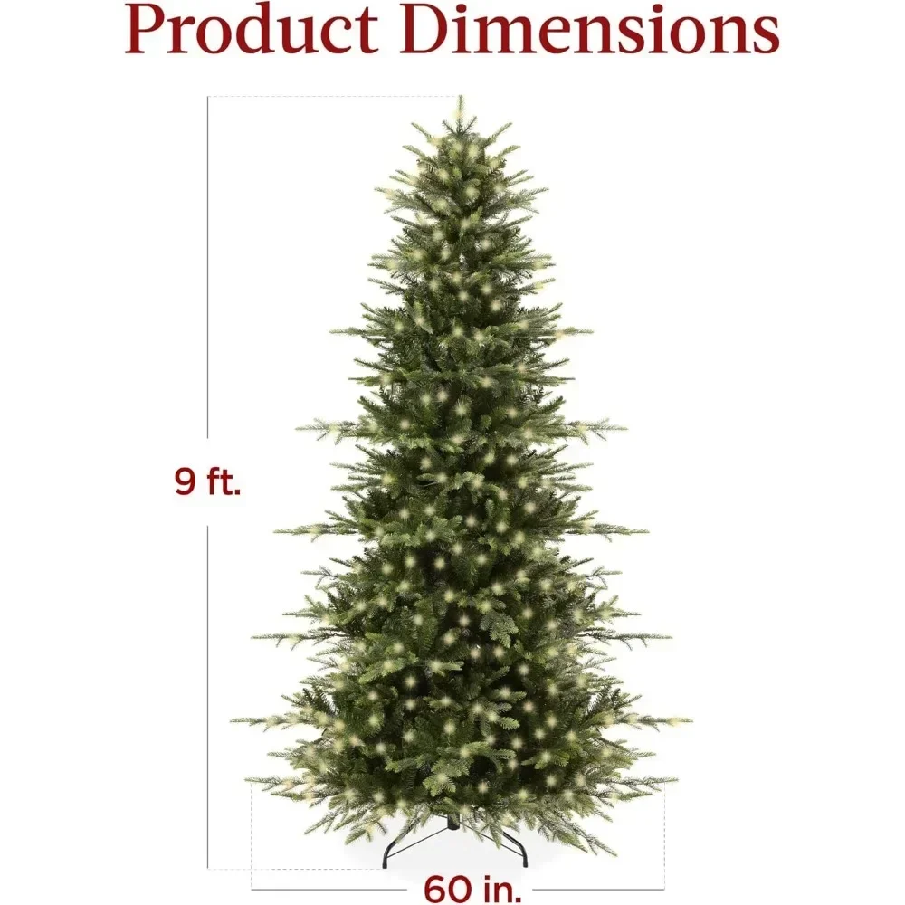 9ft Pre-Lit Artificial Aspen Christmas Tree, 3,088 Branch Tips, 2-in-1 Multicolor LED Lights, Cordless Connection, Metal Stand