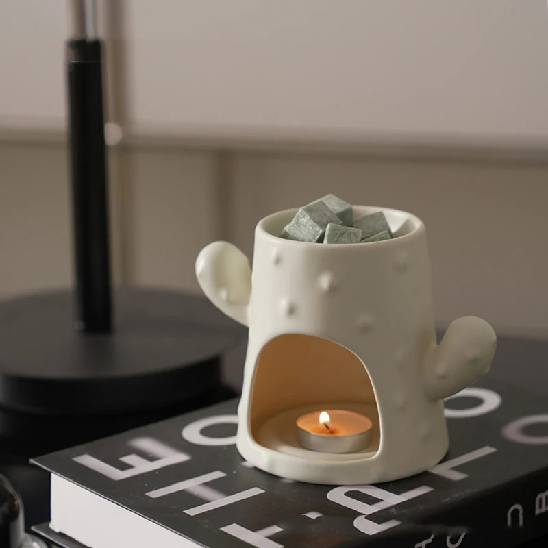 Creative Cactus Ceramic Aroma Diffuser / Essential Oil Warmer / Wax Melt Burner for Home and Bedroom Scented Decor