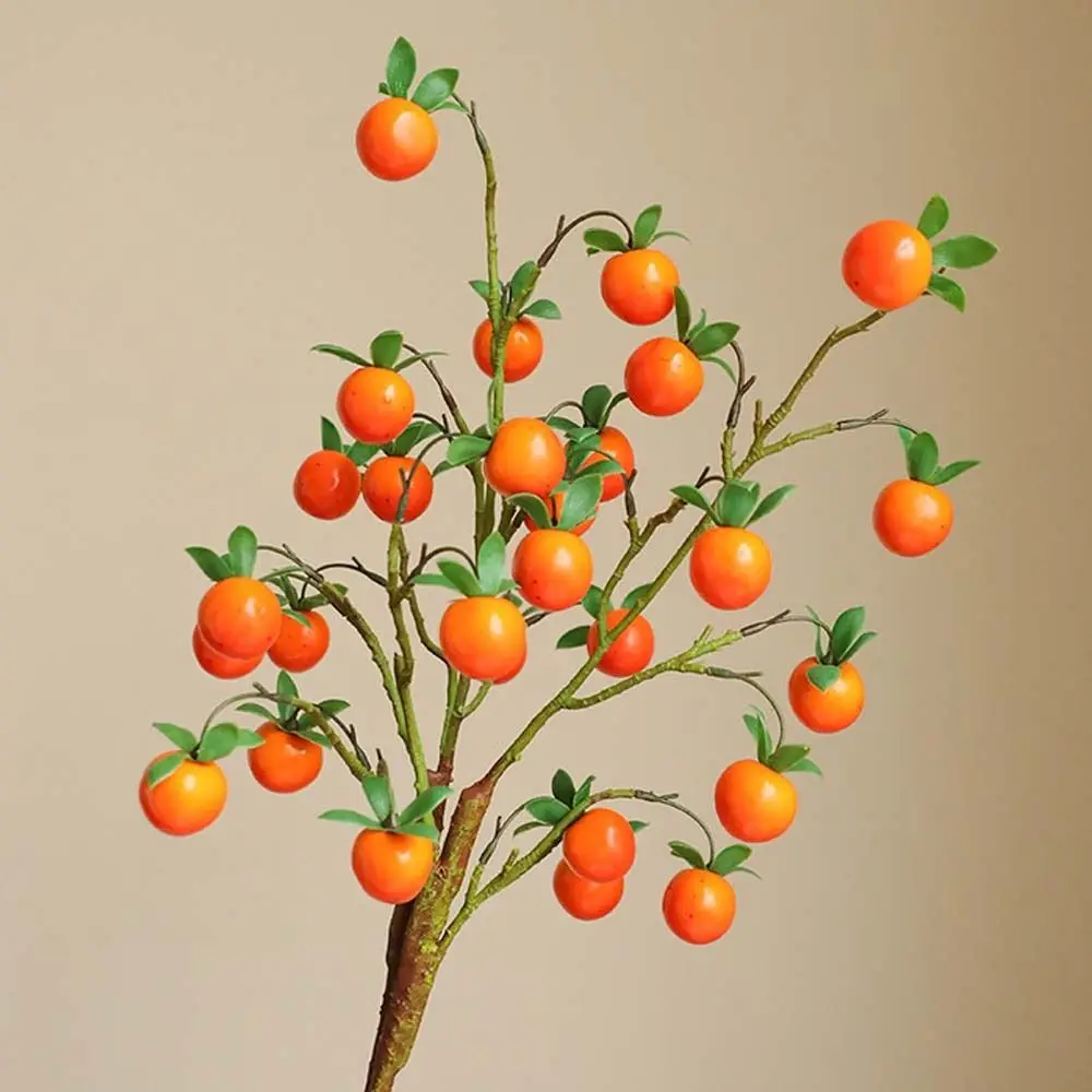 Lifelike Artificial Persimmon Branch Plastic DIY Simulation Persimmon Fruit Handmade Fake Foam Fruit Party Wedding Decor