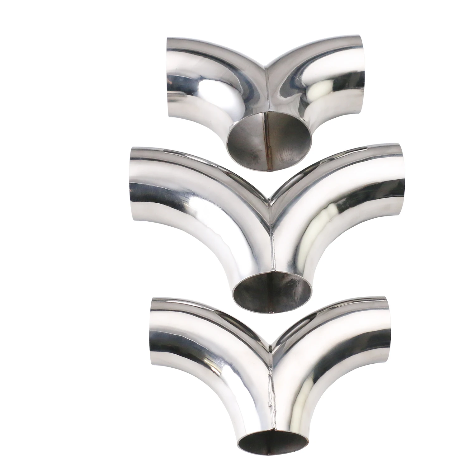 

51-76mm Pipe OD Y-Shaped Elbow 3 Way SS304 exhaust muffler universal welding Connection Tube