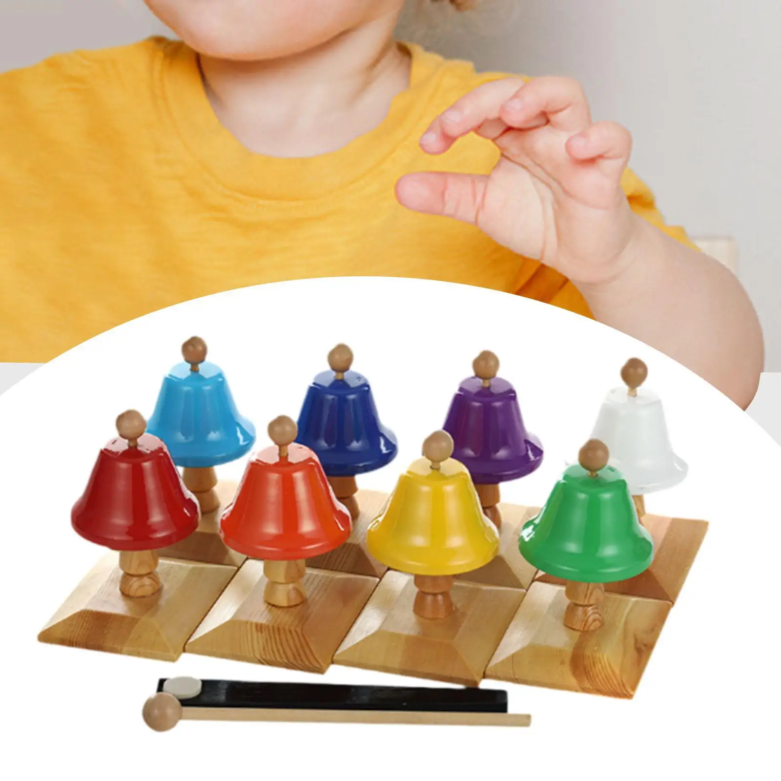 8 Note Hand Bells Colorful Hand Percussion Bells for Toddlers Wedding Party