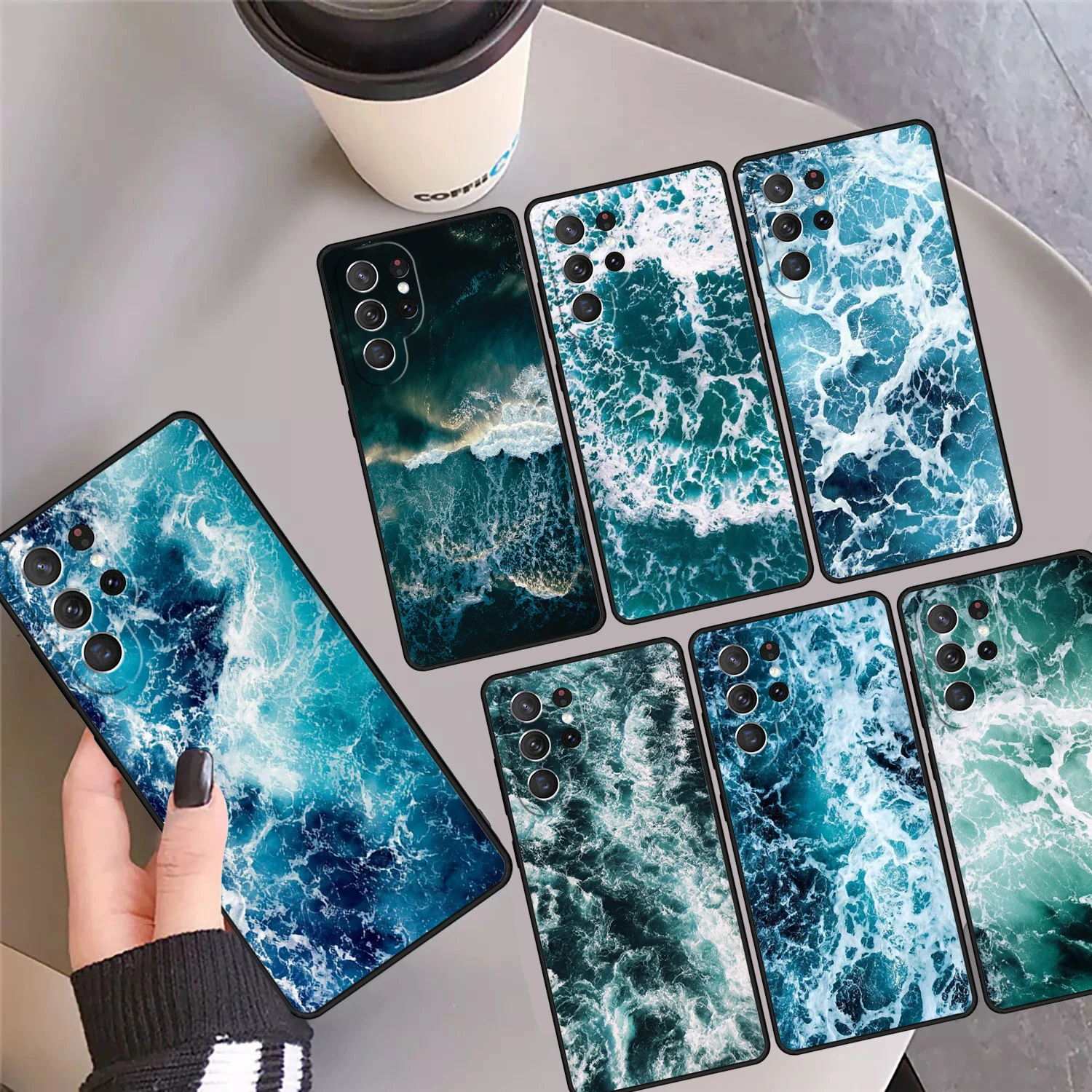 Blue Sea Ocean Waves Phone Case Cover For Samsung Galaxy S24 Ultra 23 S22 Plus S21 FE S20 S8 S9 S10 Note 10 Pro Note 20 Ultra