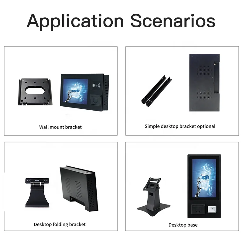 Quiosque de toque de acesso inteligente impressão digital 10.1 15.6 21 polegadas montagem na parede tablet Android com scanner de código de barras para atendimento