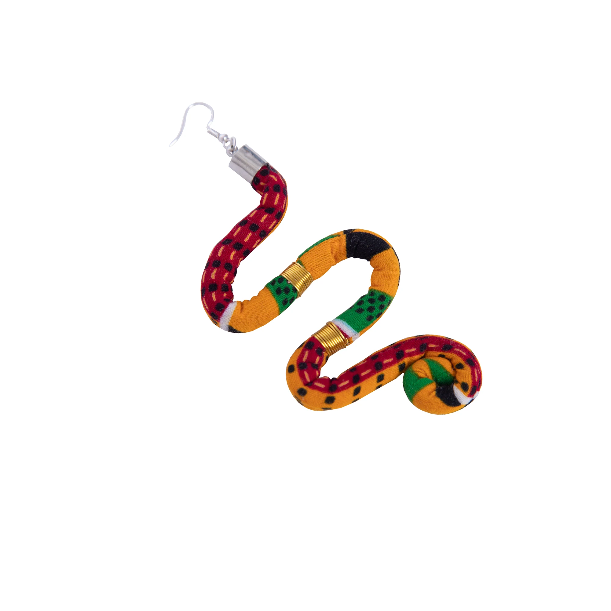 African Ankara Print Snake Dangle Earrings for Women Bohemian Ethnic Geometric Pattern Drop Earrings  Daily Wear WYB1073
