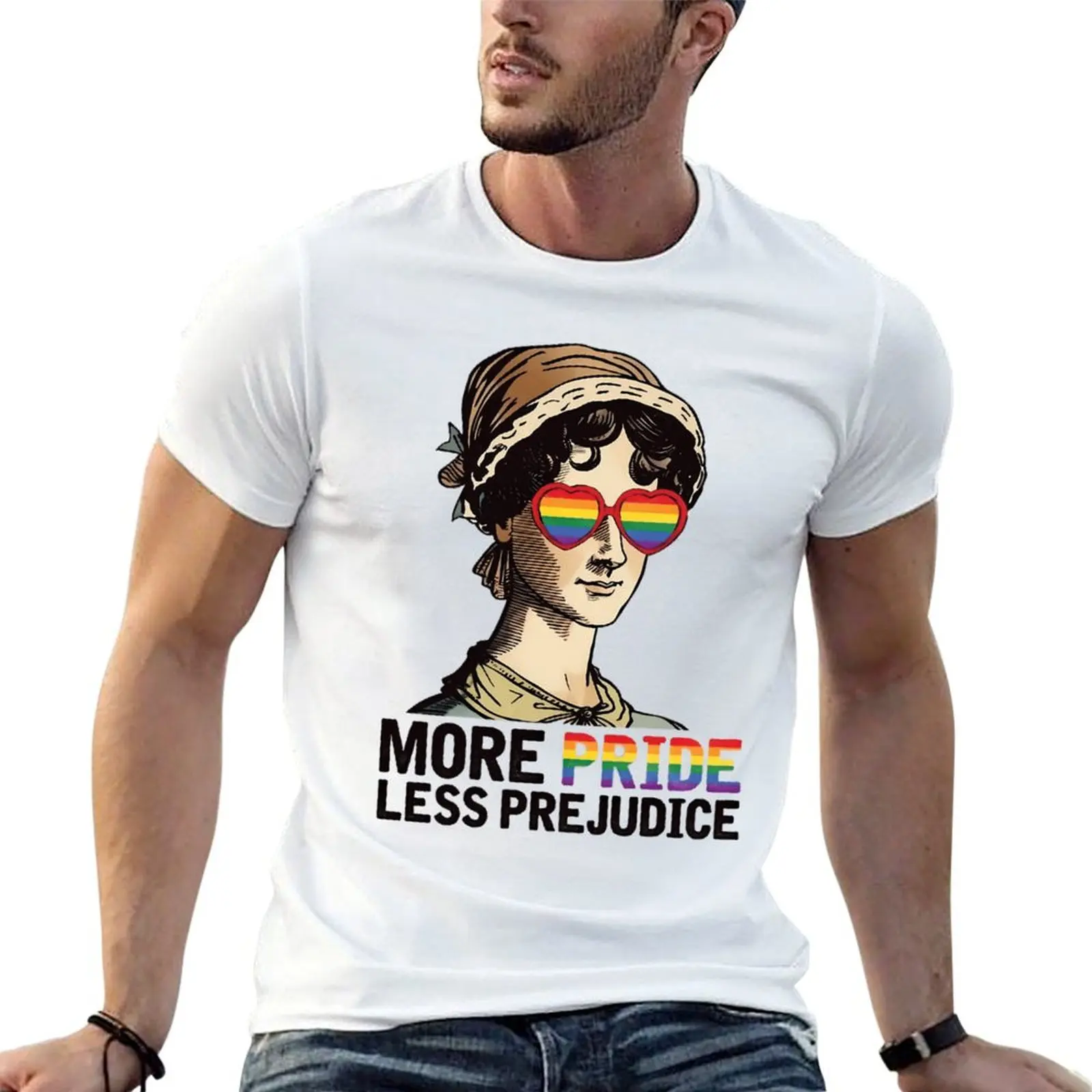 المزيد من فخر أقل التحامل Lgb جين أوستن فخور حليف فخر شهر شي تي شيرت رجل التي شيرت تي شيرت شخصية تي شيرت