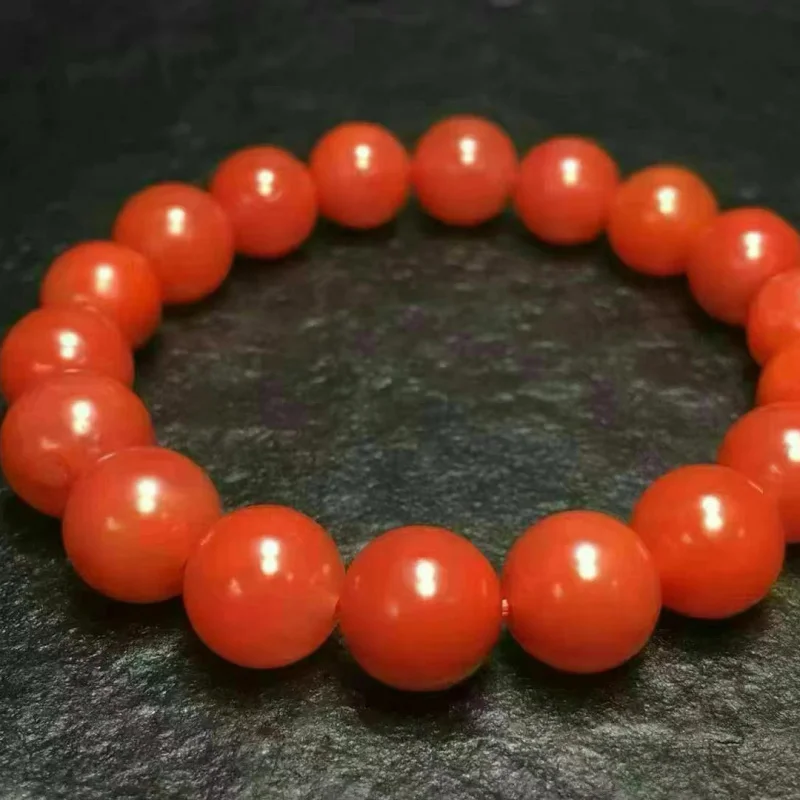 

Factory Direct Sales Natural Shannan Agate Single Ring Bracelet Bright Red Color