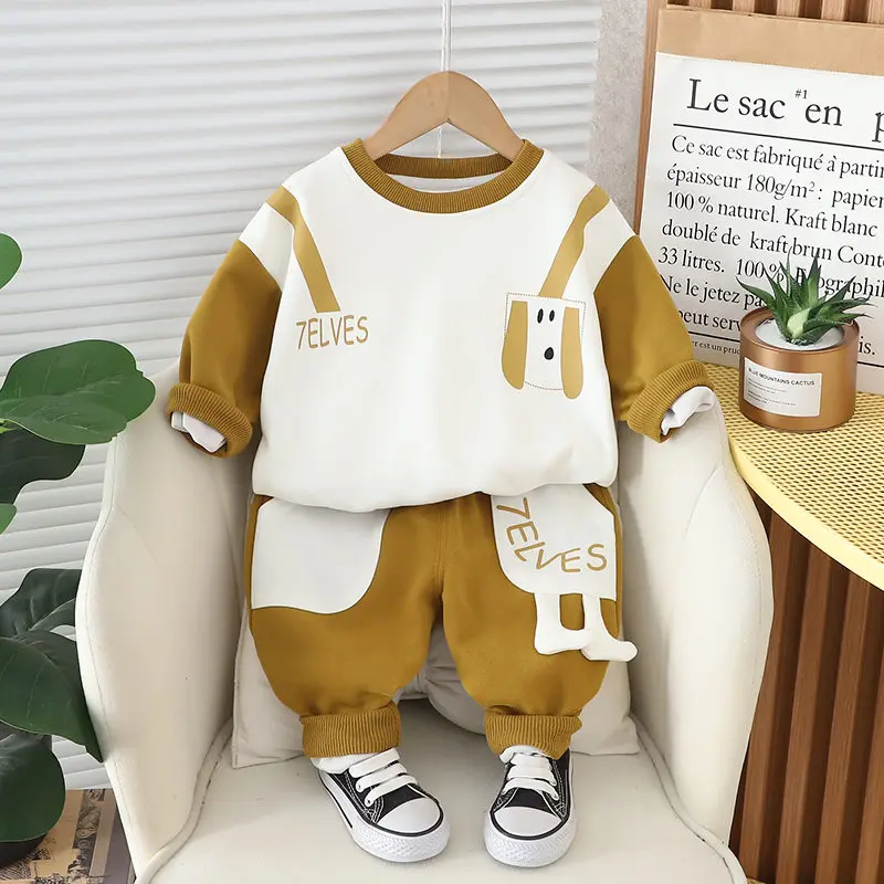 New Spring Kids Clothes Kids Dinosaur Cotton Sports Hooded Sweater Shirt Pants Sets Children Boys Kids Casual Suit 0-5 YEARS