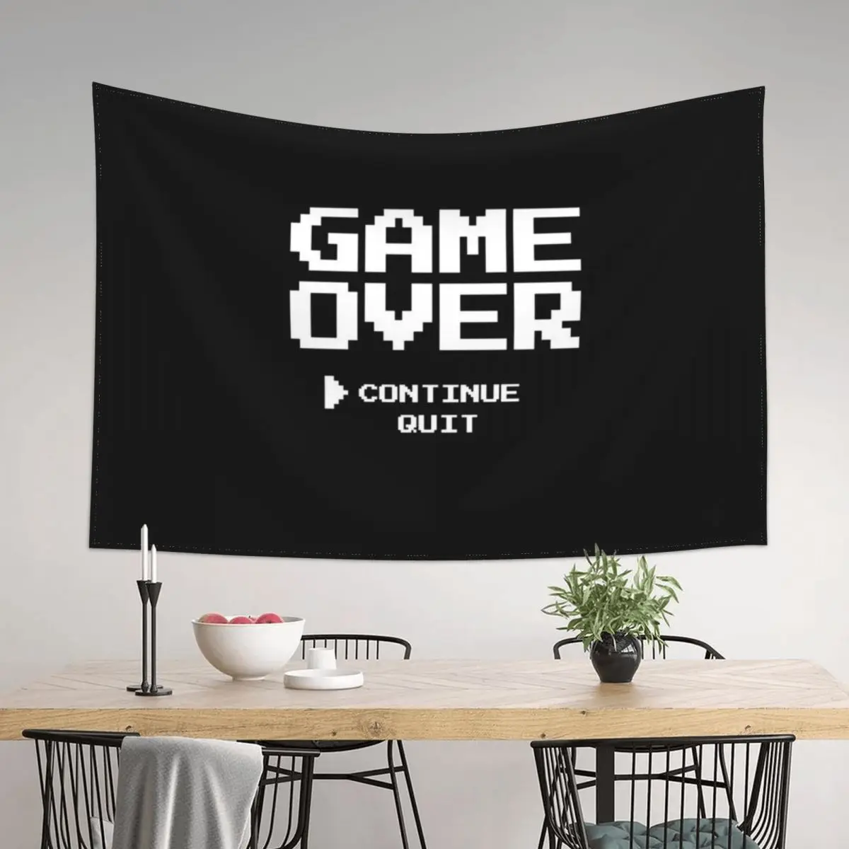 

Game Over Continue Quit Tapestry Wall Decor Room Decoration Accessories Aesthetic Room Decors Tapestry