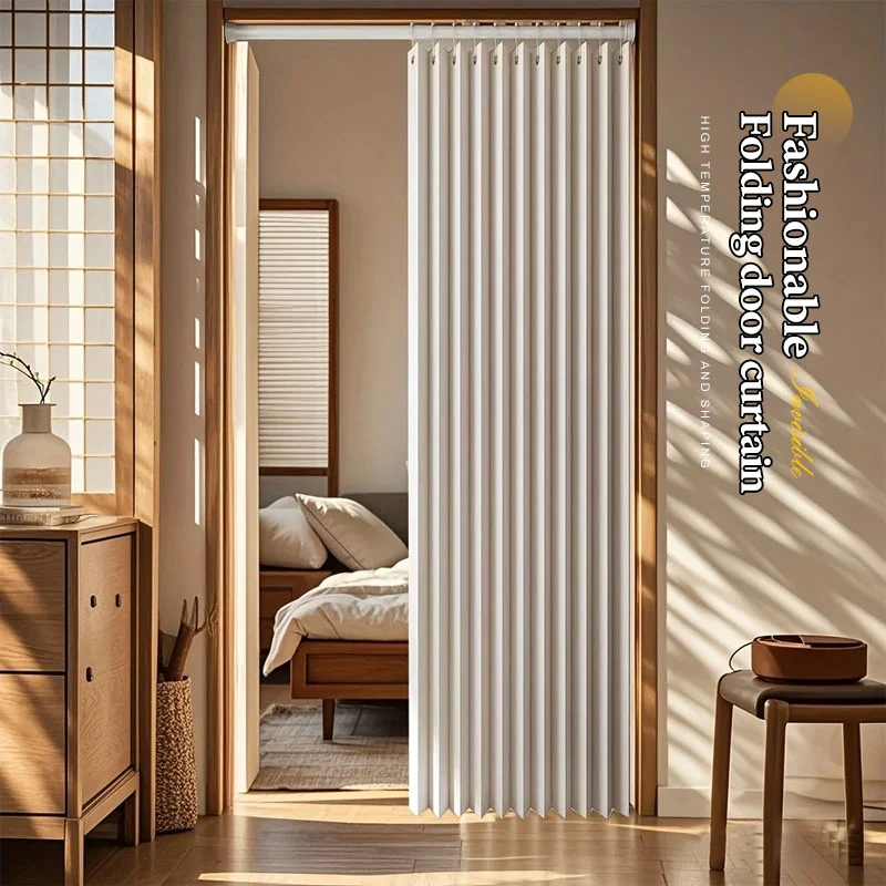 Waterproof Foldable Door Curtain for Home Decor, Mildew Resistant Partition Curtain, No Drilling Easy Install Privacy Screen