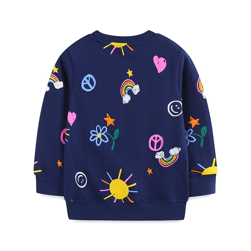 Little maven Children's Clothing Kids Clothes Girls 2024 New Autumn Spring Cartoon Rainbow Flowers Sweatshirts Tops Cotton