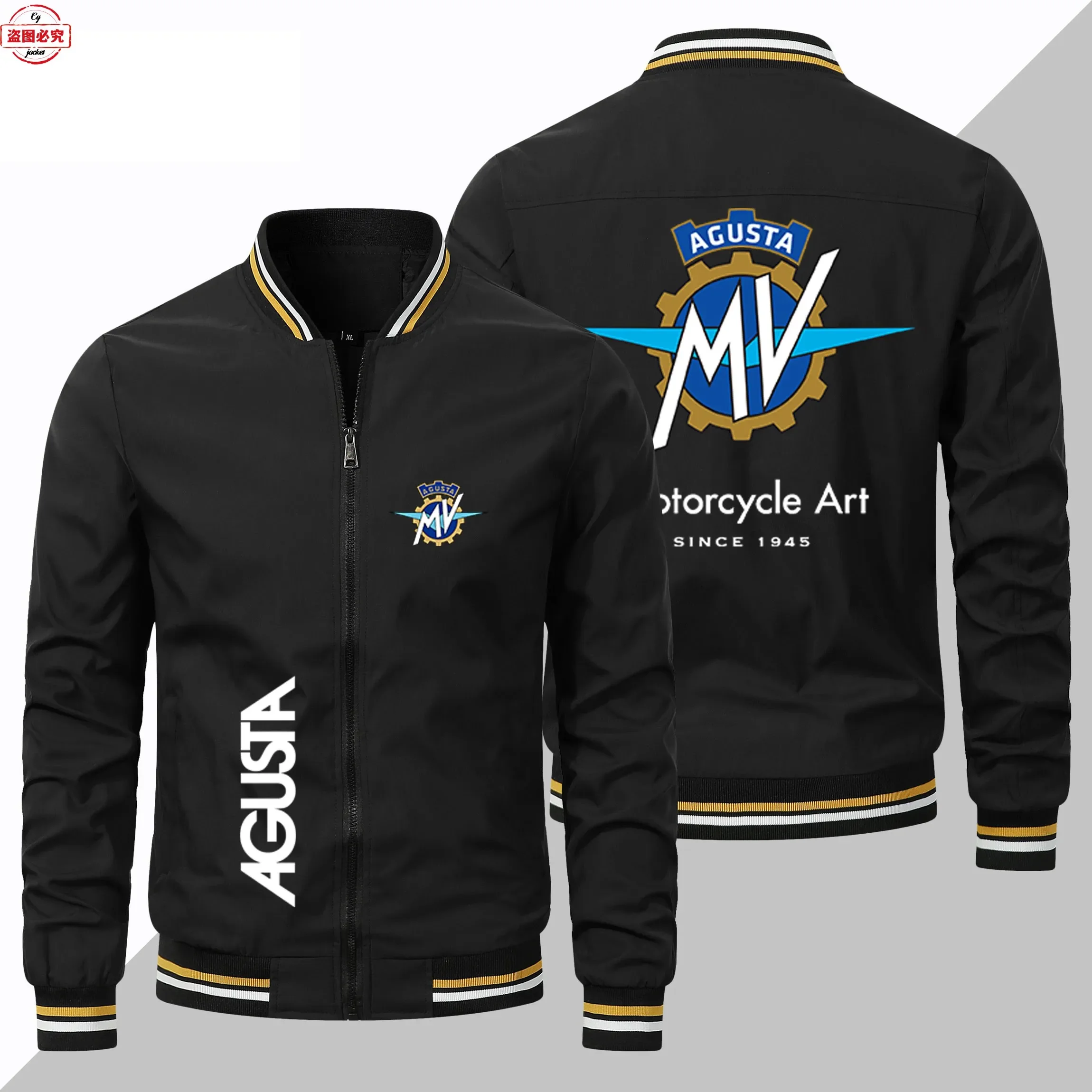 MV Agusta Motorcycle Logo Motorcycle Jacket Loose Long Sleeve Men's Top Stand-Up Jacket Group Racing Suit