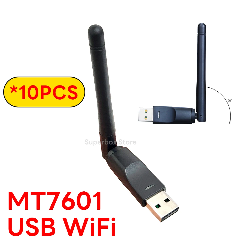 [10PCS] 7601 WiFi USB WiFi Antenna with MT7601 chip 150Mbps 2.4GHz USB2.0 Rotatable Wireless for Satellite Receiver Computer