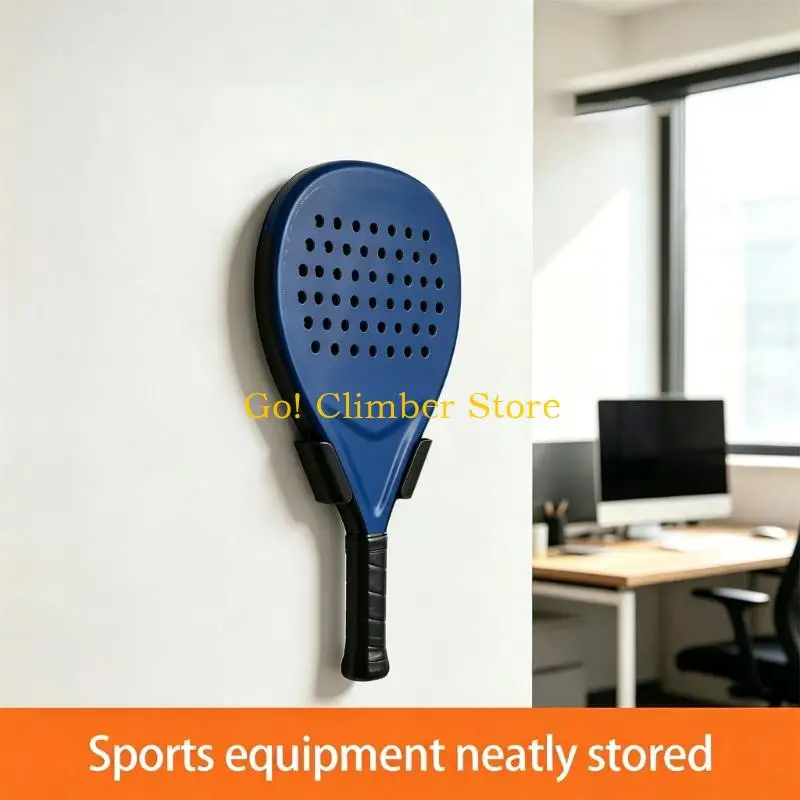 Q84C Screw-Mounted Tennis Racquet Holder, Single-Racquet Wall Storage with Paired Side Rests and Two Included Screws