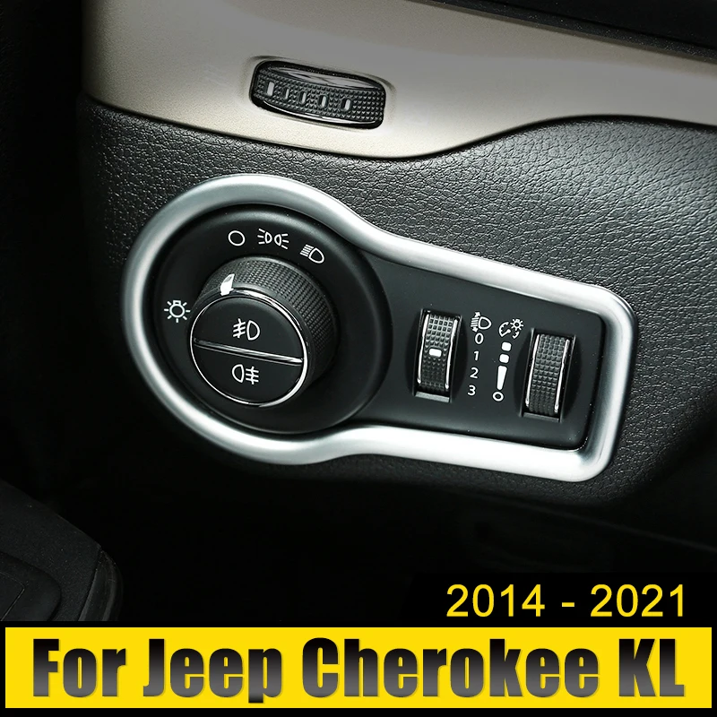 For Jeep Cherokee KL 2014 2015 2016 2017 2018 2019 2020 2021 Car Headlight Fog Light Lamp Adjust Button Switch Panel Cover Trim