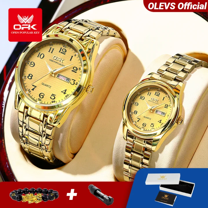 

OPK 8110, часы для пар для мужчин и женщин, классические водонепроницаемые часы с ремешком из нержавеющей стали, роскошные брендовые наручные часы для пар
