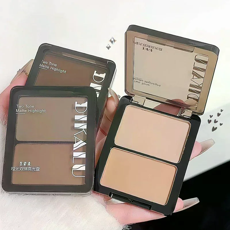 DIKALU Contour Palette 3D Facial Bronzer Cosmetische Gezicht Shading Poeder Tweekleurige Blijvende Matte Neus Schaduw Make-Up Cosmetica