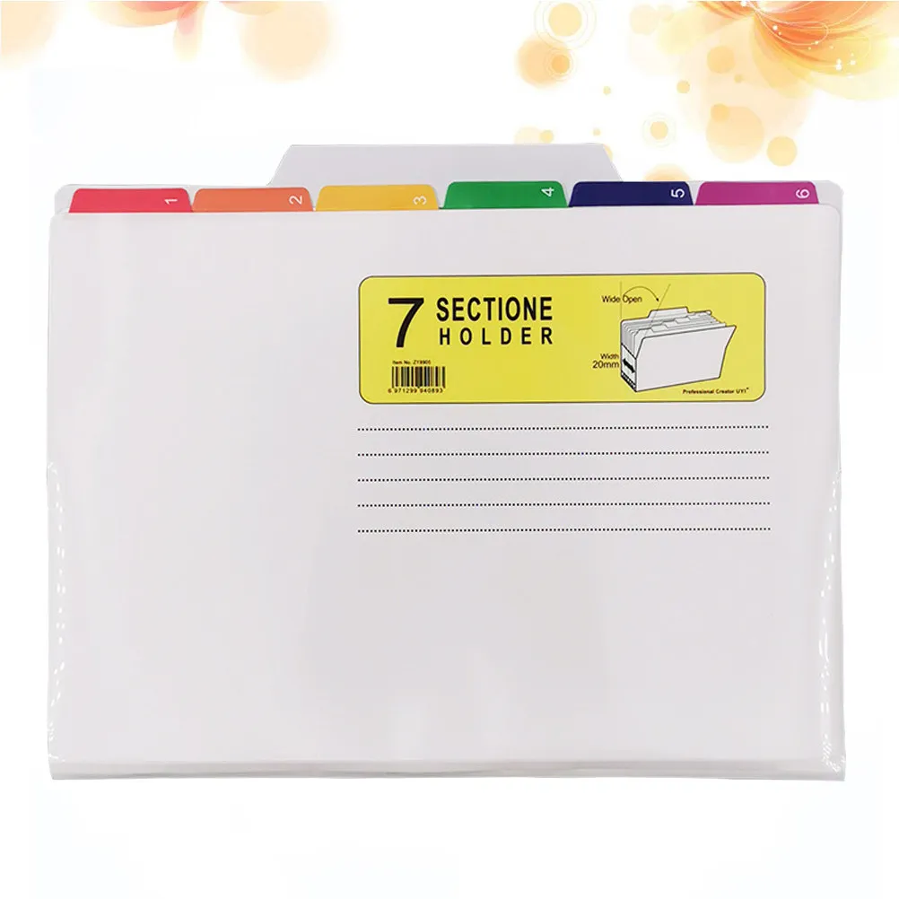 

1 шт. Водонепроницаемая пластиковая папка из полипропилена с 7 отделениями, органайзер для документов для офиса, школы, дома, система хранения бумаг
