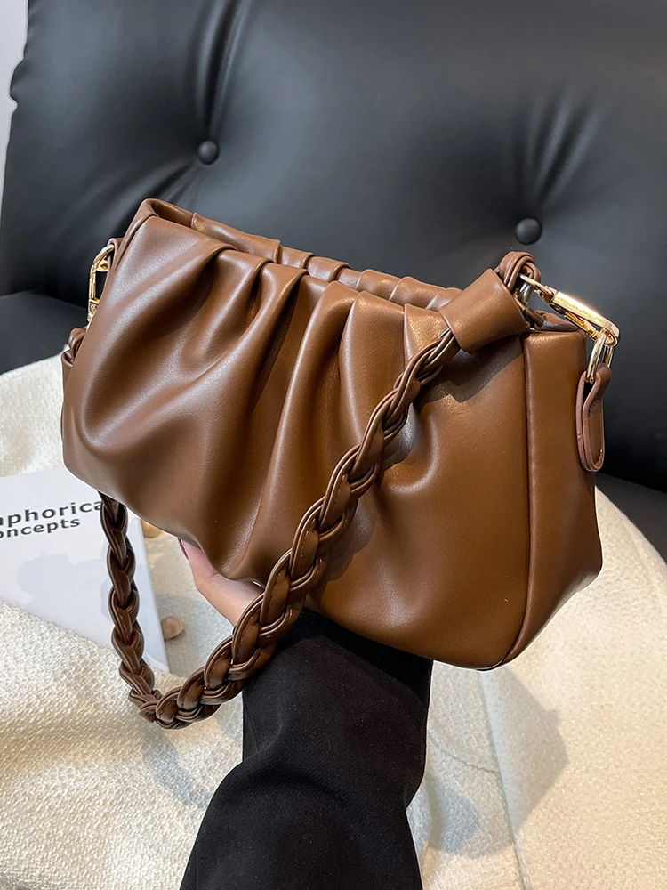 

Korean Fashion Commuting Square Bag Autumn Winter New Pleated Textured Shoulder Underarm Bag Casual Crossbody Bag Women