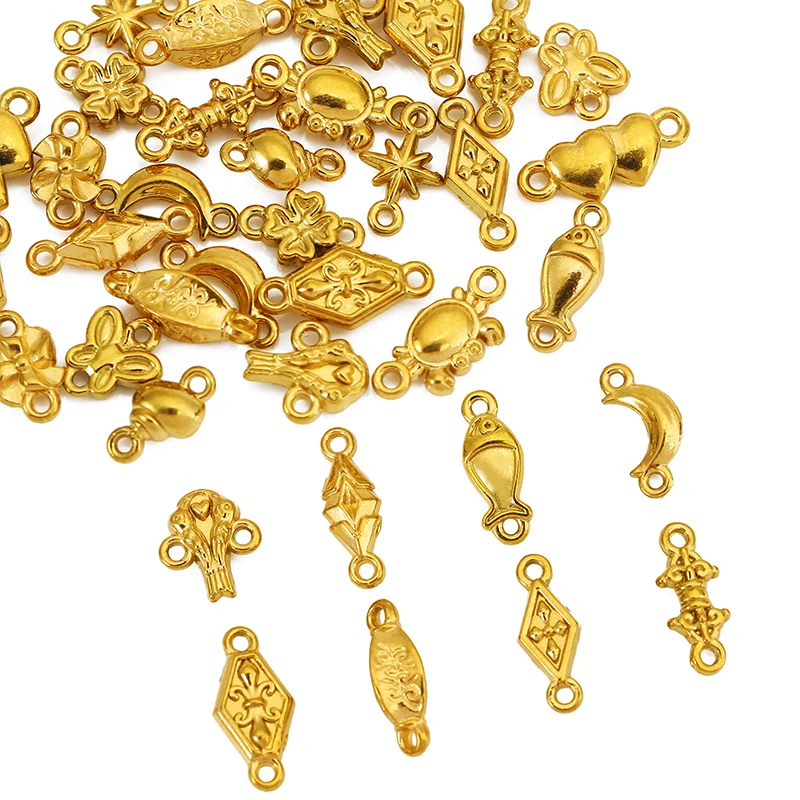 20 piezas de acero inoxidable, cangrejos, flores, amor, Luna, Concha, conectores colgantes para collar, pulsera, dijes, suministros de joyería DIY