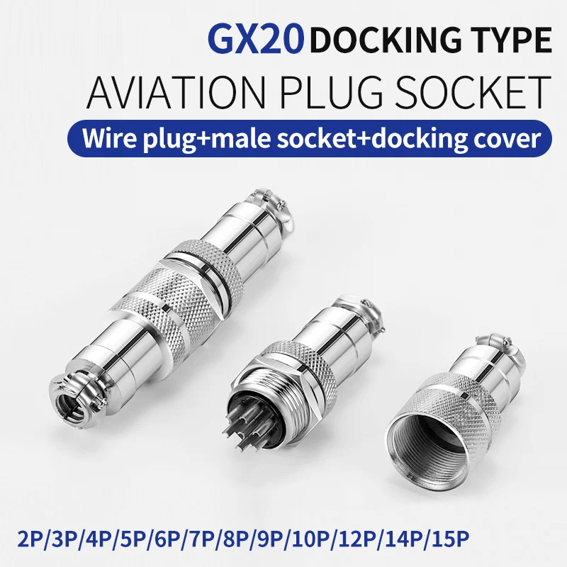 

10Set GX20 Docking 2 3 4 5 6 7 8 9 10 12 14 15Pin Male&Female Circular Panel Aviation Connector Butt Joint Plug Socket